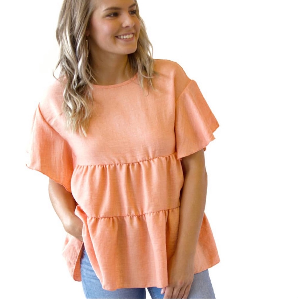 Peach Ruffle Top